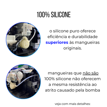 KIT MANGUEIRA DE SILICONE PURO DE ALTA VAZÃO PARA SISTEMA DE LIMPEZA EPSON (3 x UNIDADES | 50CM )