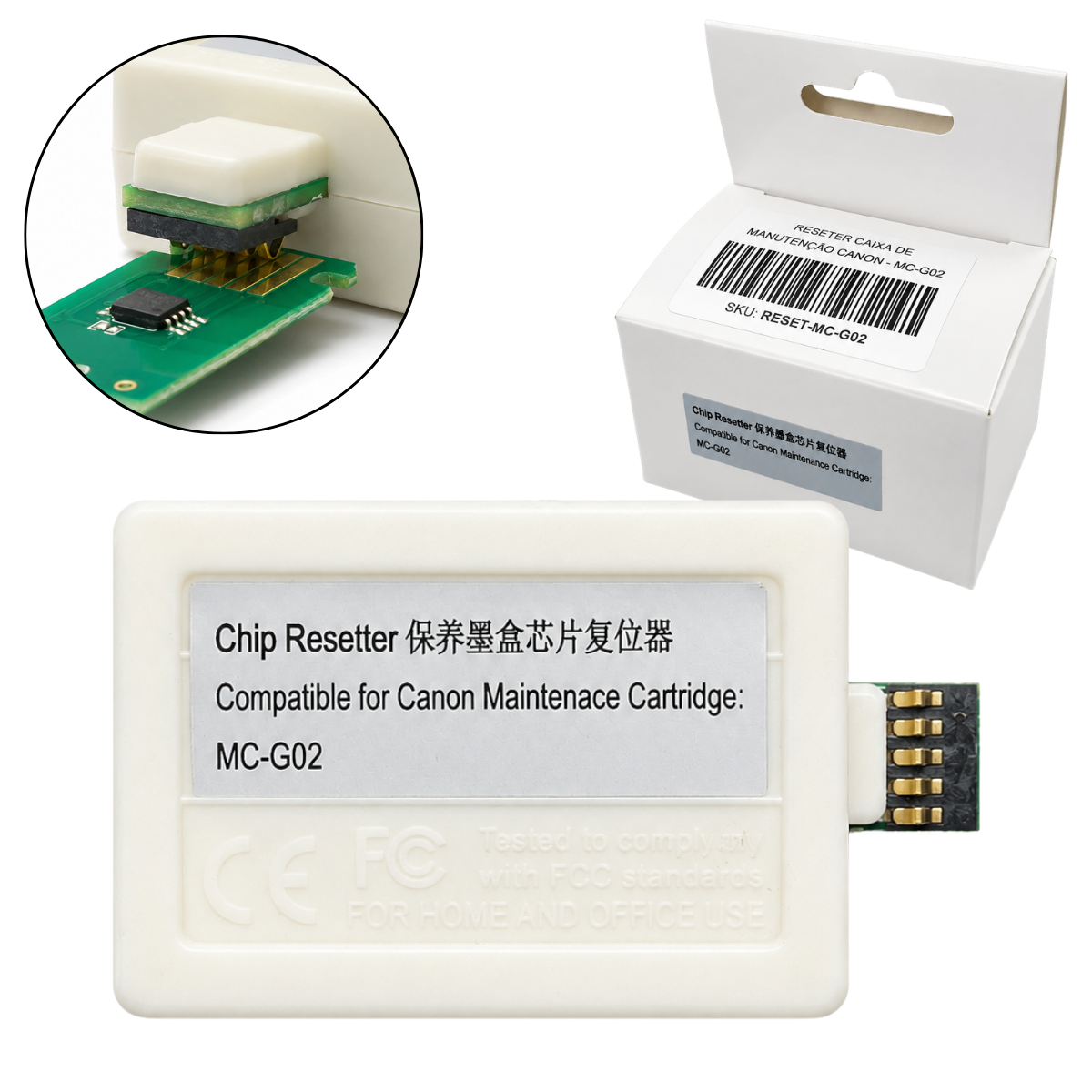 Reseter de Chip MC-G02 Para Caixa de Manutenção Canon G2160 / G3160 / G3260