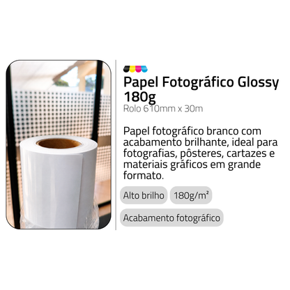 Rolo Papel Foto Glossy 180G/M² 610MMX30MTS DER 4