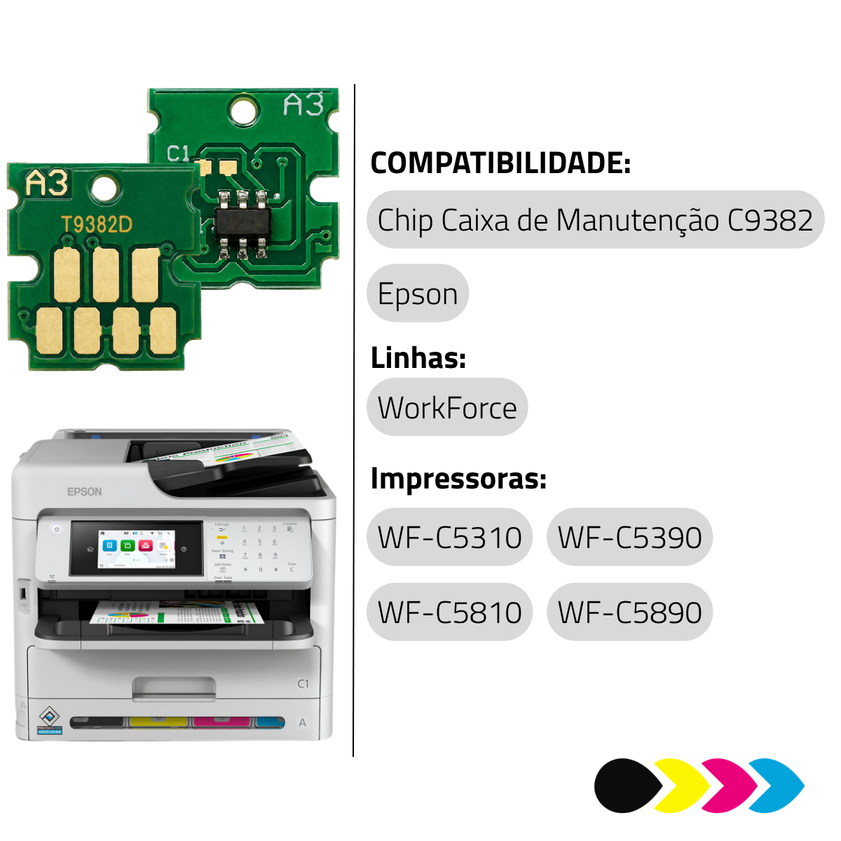 Reseter Para Caixa de Manutenção C9382 Epson WF-C5310 / WF-C5390