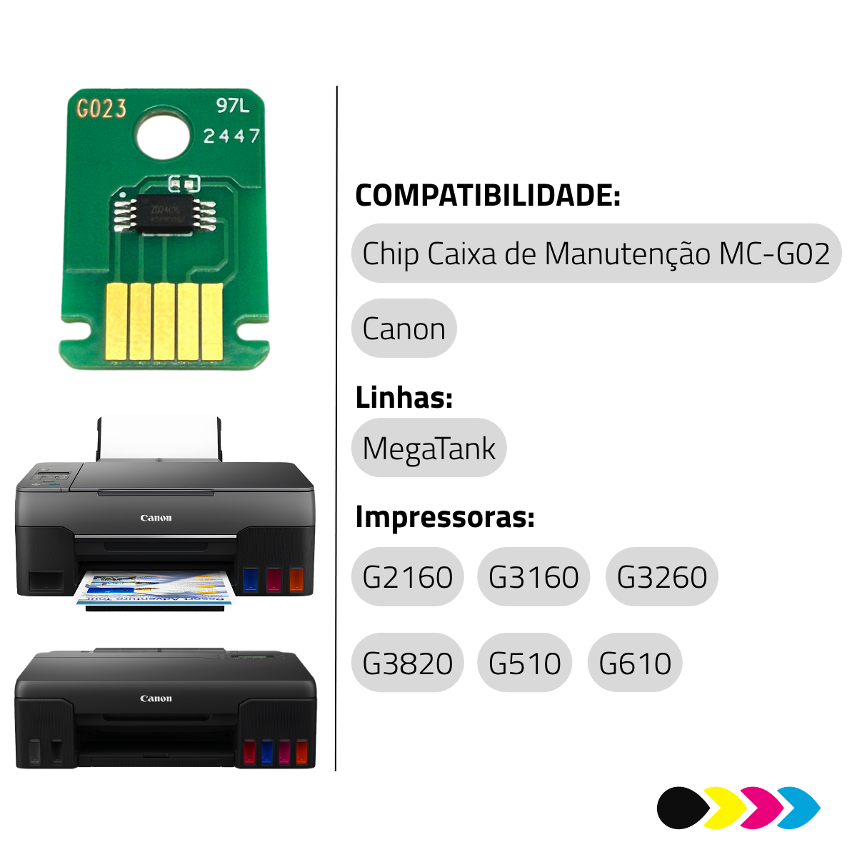 Reseter de Chip MC-G02 Para Caixa de Manutenção Canon G2160 / G3160 / G3260