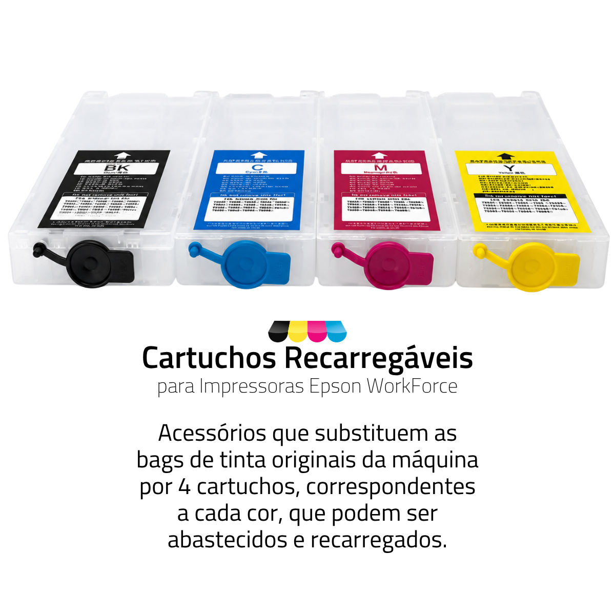 Kit Cartuchão Recarregável Ink Para Epson WorkForce C5310 / C5390 – 4 Cores