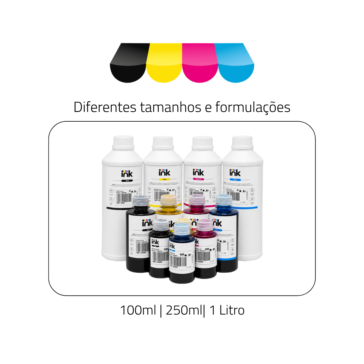 Tinta Corante Ink para Hp — 100ml, 250ml e 1L