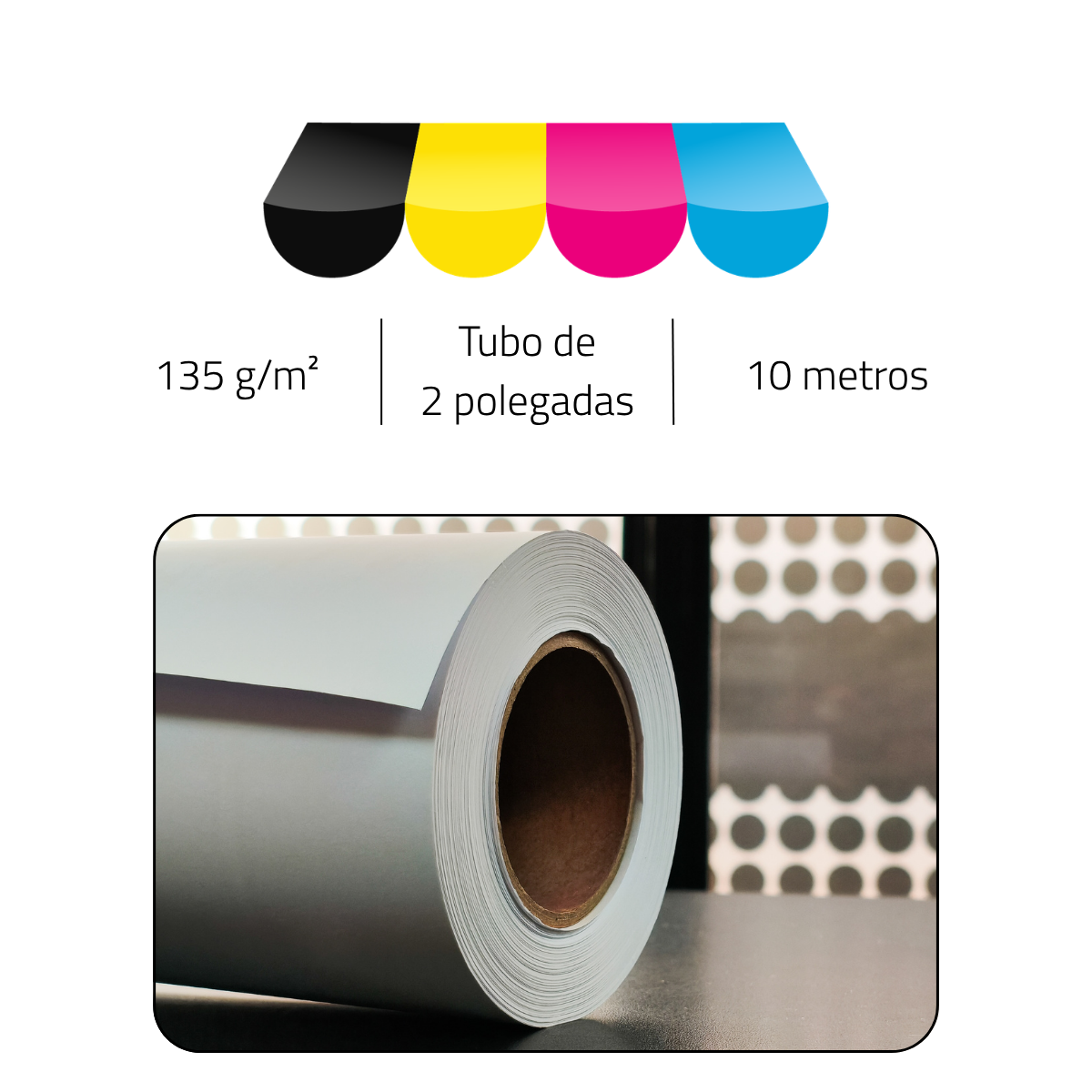 Rolo Filme Adesivo Vinil Branco Matte para Tinta Pigmentada Ink 135g DER 4 610mm x 10m – Plotters T3170 / T3475 / TC-20
