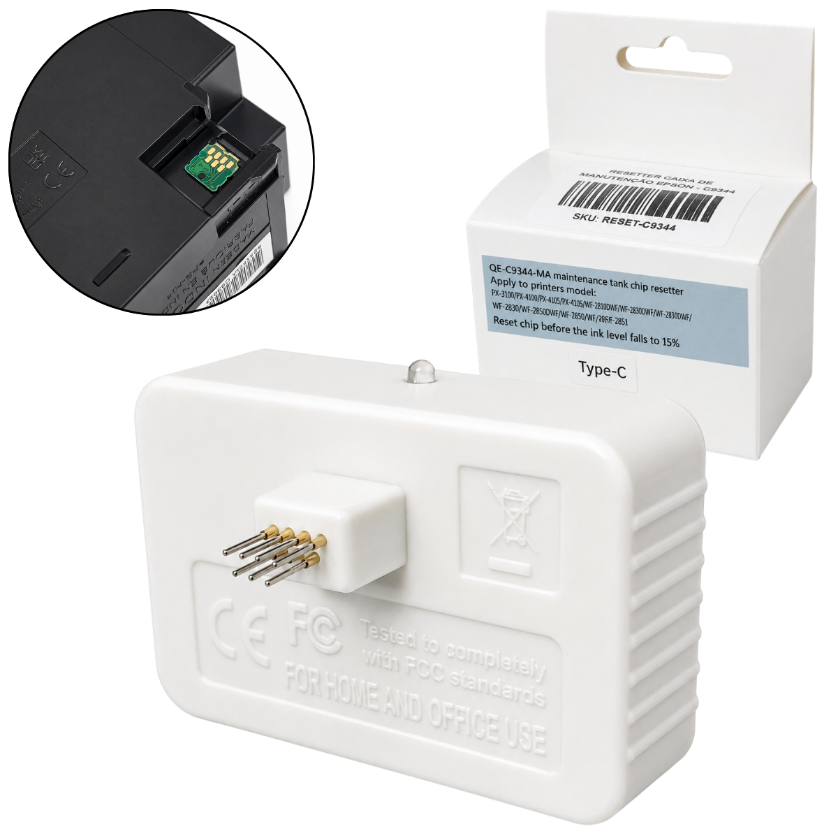 Reseter de Chip C9344 para Caixa de Manutenção Epson – L5590, XP e WorkForce