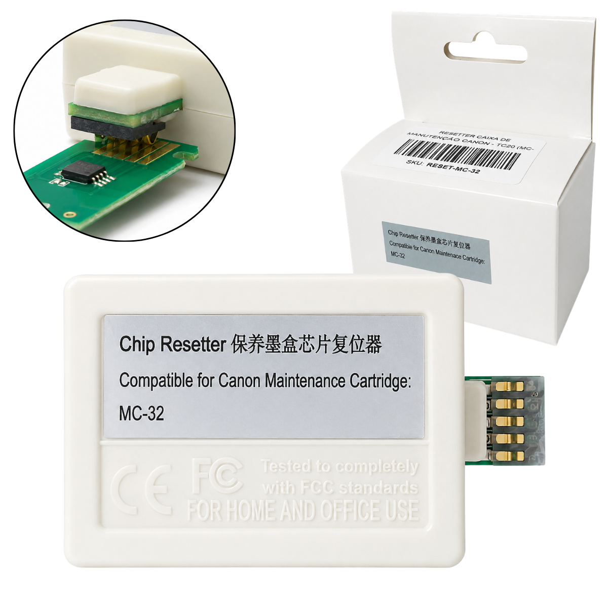 Reseter de Chip MC-32 Para Caixa de Manutenção Canon TC-20 / TC-5200