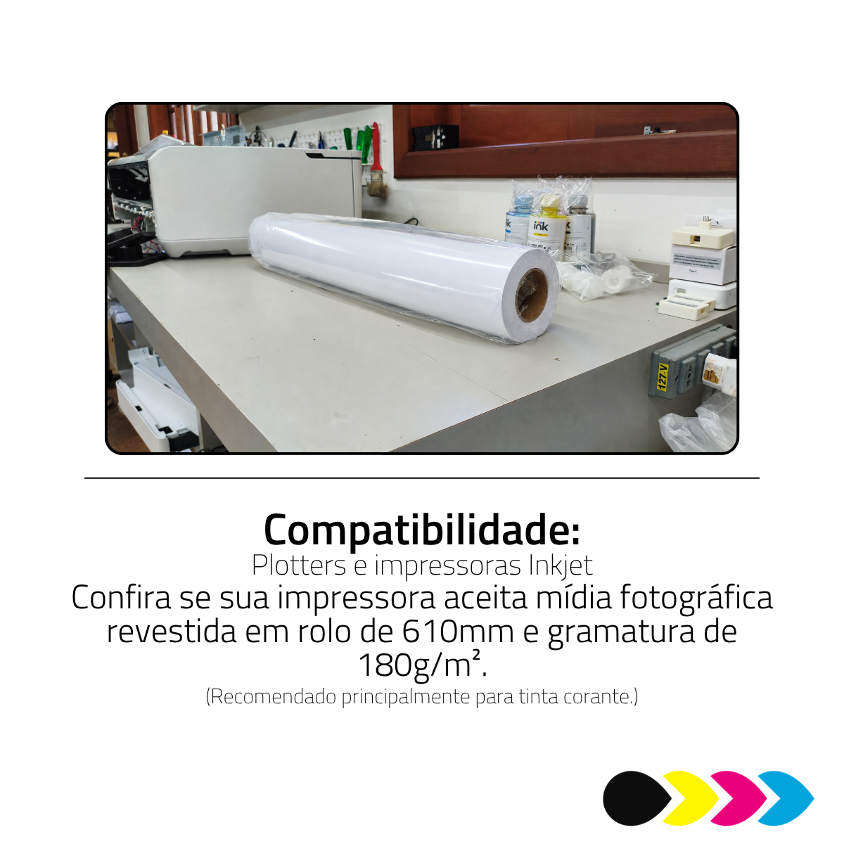 Rolo Papel Foto Glossy 180G/M² 610MMX30MTS DER 4