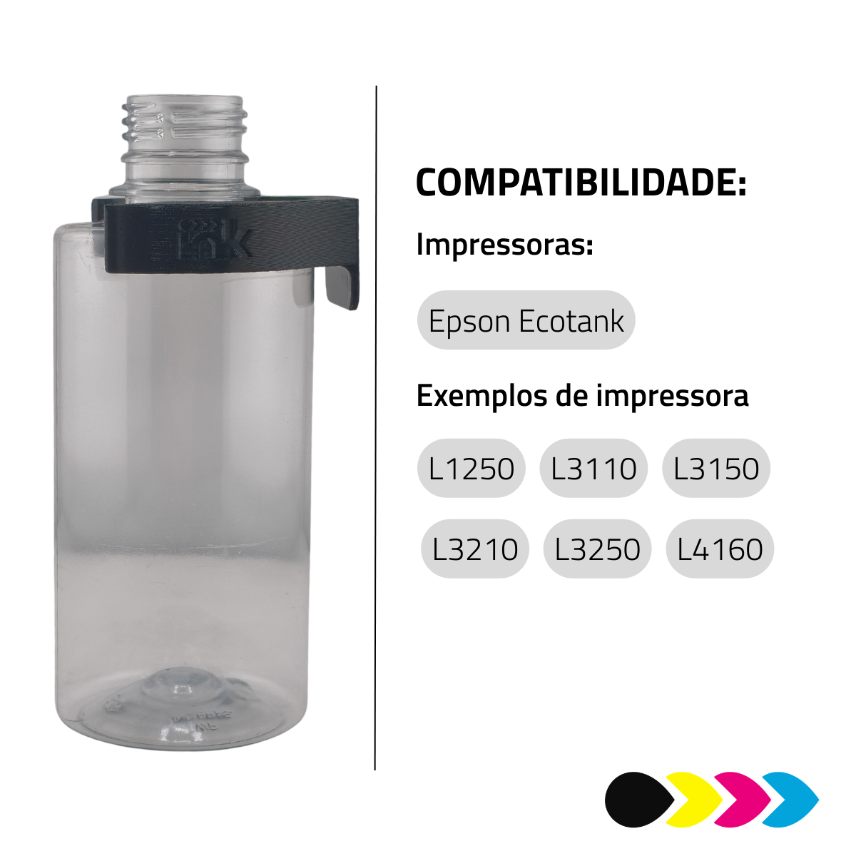 Kit Dispenser Universal Epson Com Suporte Black Ink - Coletor Externo De Residual De Tinta
