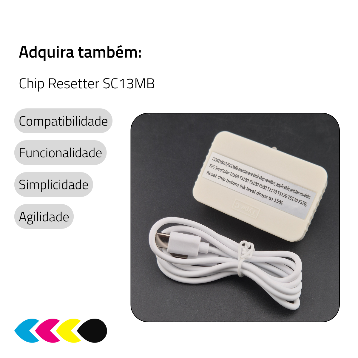 Chip De Caixa De Manutenção Epson S2100 T3170 T3170X T3180 T5100 T5130 T5140 T5150 T5160 T5170