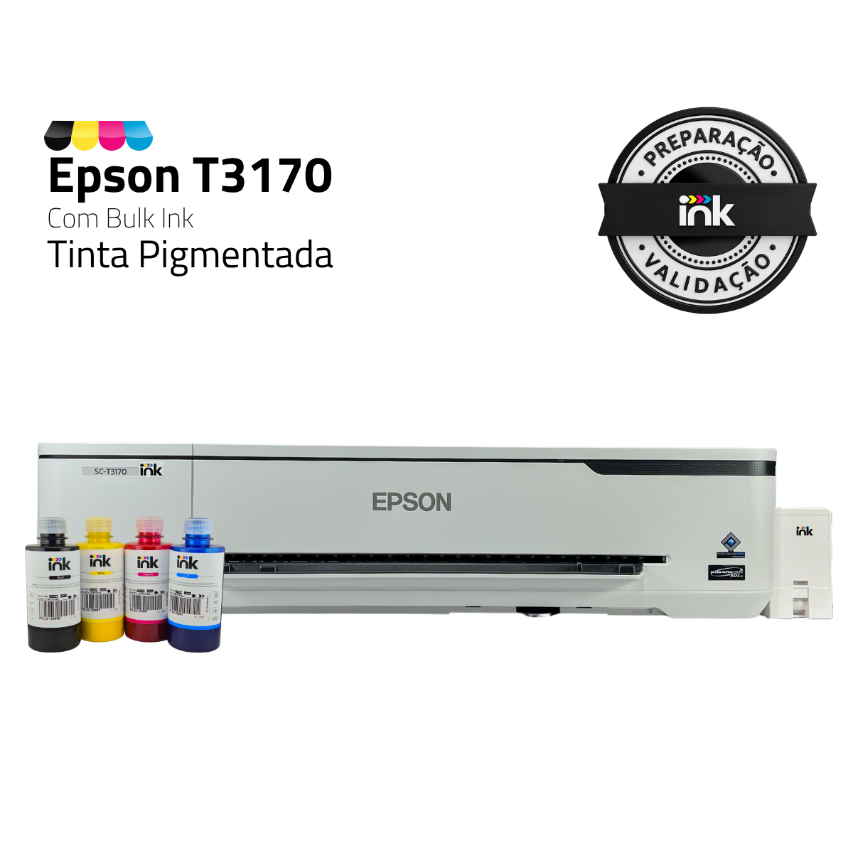 Impressora Epson Surecolor T3170 Com Bulk-Ink Instalado Tinta Pigmentada | Preparação Ink