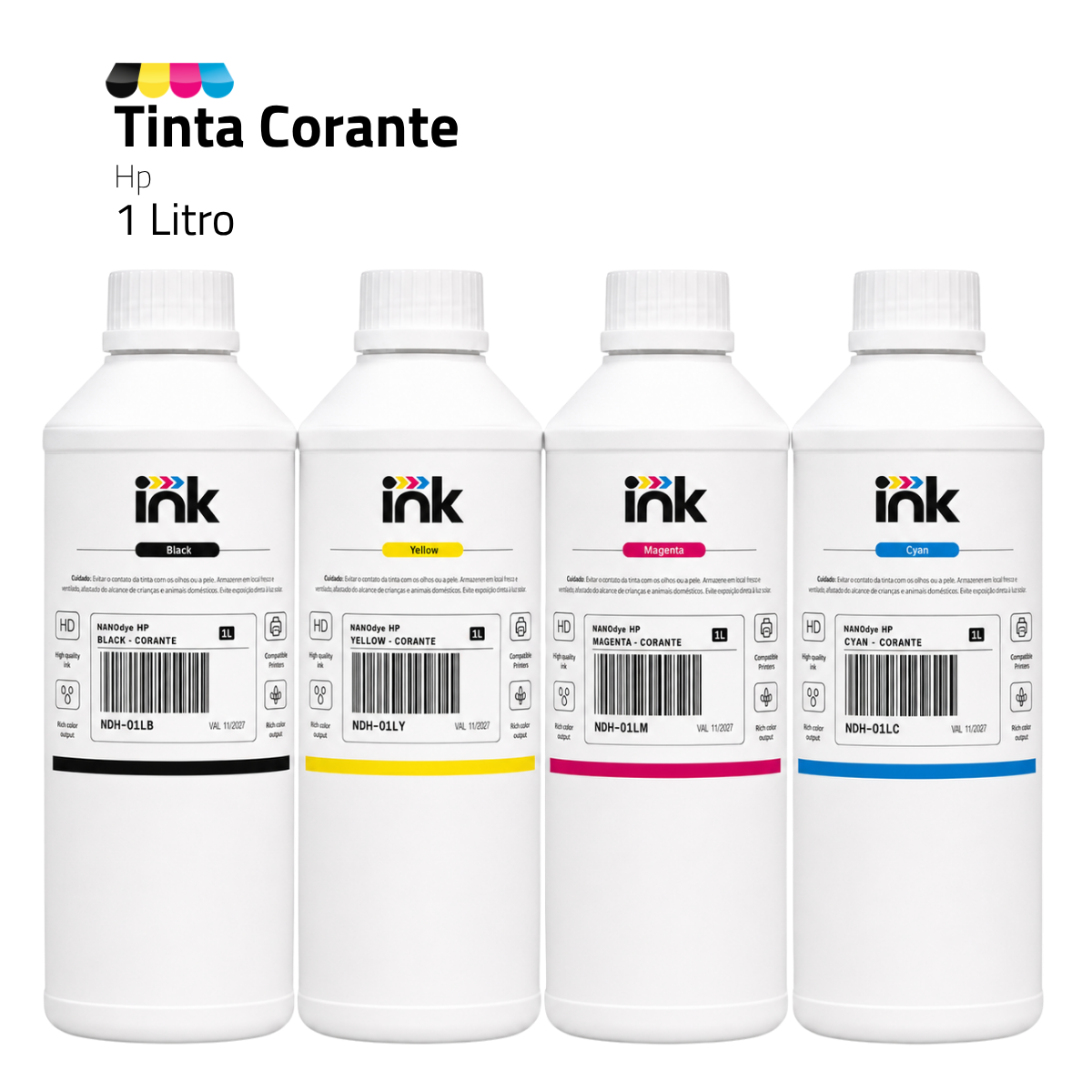 Tinta Corante Ink para Hp — 100ml, 250ml e 1L
