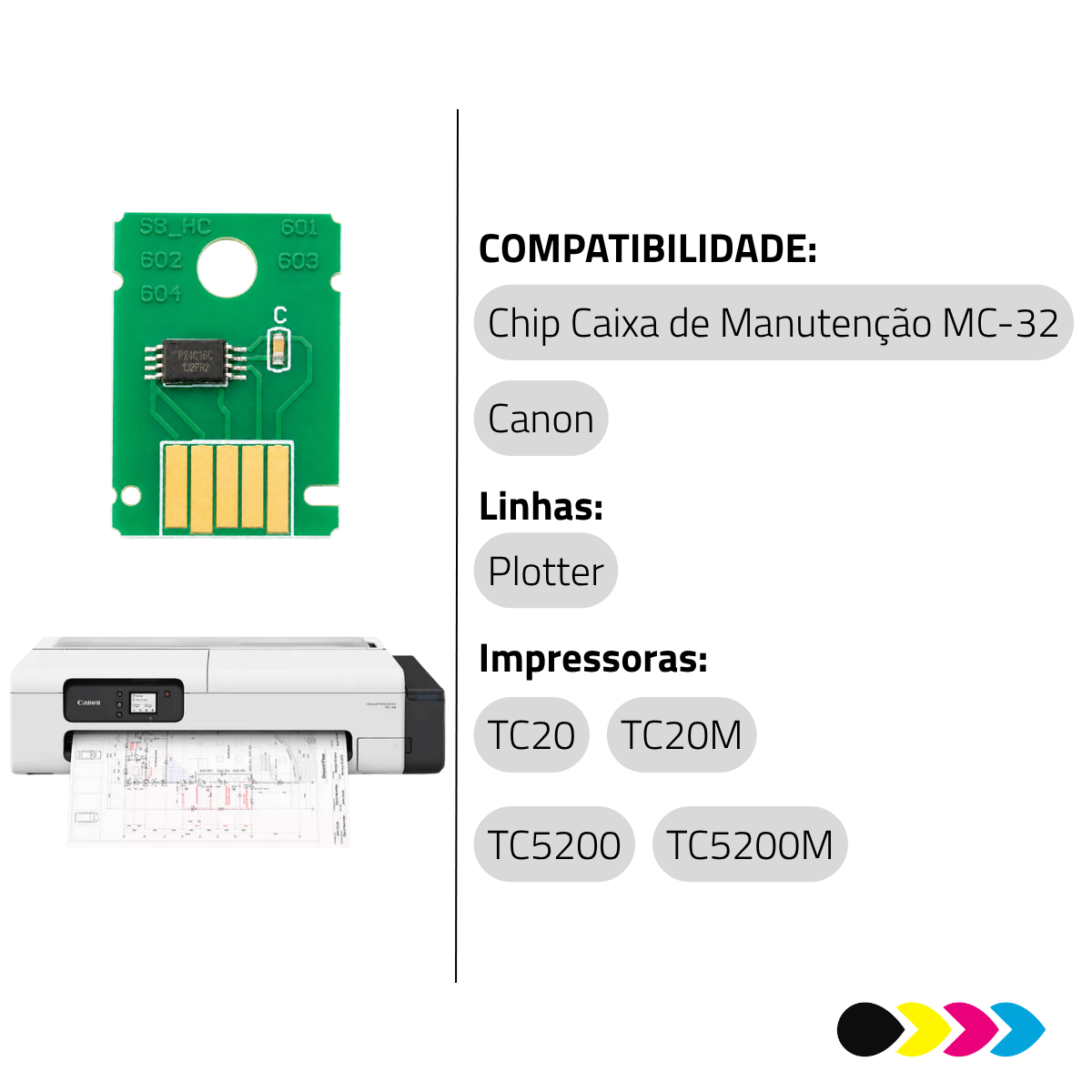 Reseter de Chip MC-32 Para Caixa de Manutenção Canon TC-20 / TC-5200
