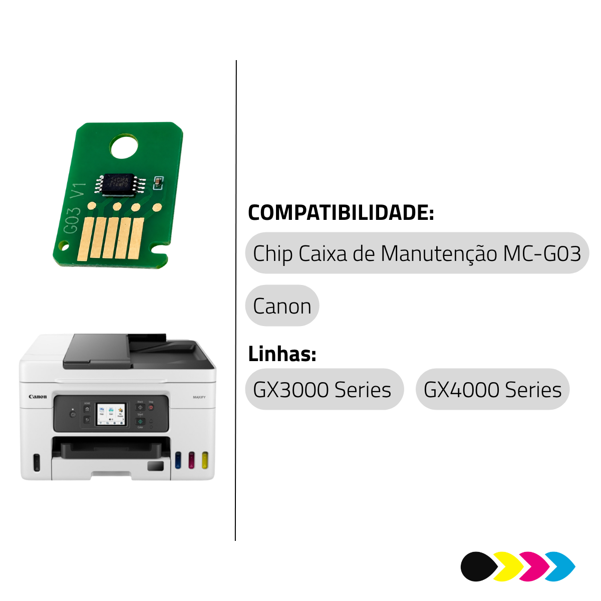 Reseter Chip MC-G03 Para Caixa de Manutenção Canon GX3010 GX3020 GX4070 GX4080