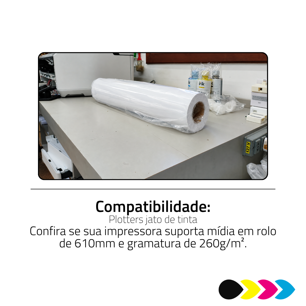 Rolo Papel Foto Glossy Microporoso Com Brilho 260G/M² 610MMX30MTS DER 4