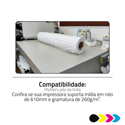 Rolo Papel Foto Glossy Microporoso Com Brilho 260G/M² 610MMX30MTS DER 4