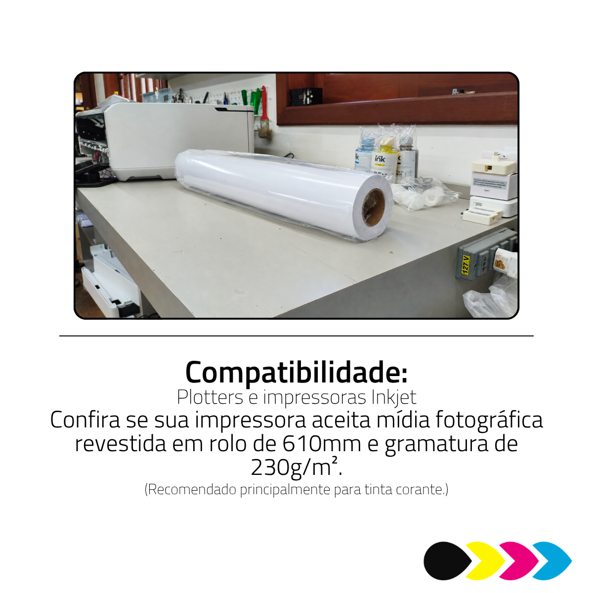Rolo Papel Foto Glossy 230G/M² 610MMX30MTS DER 4