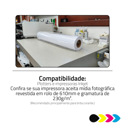 Rolo Papel Foto Glossy 230G/M² 610MMX30MTS DER 4