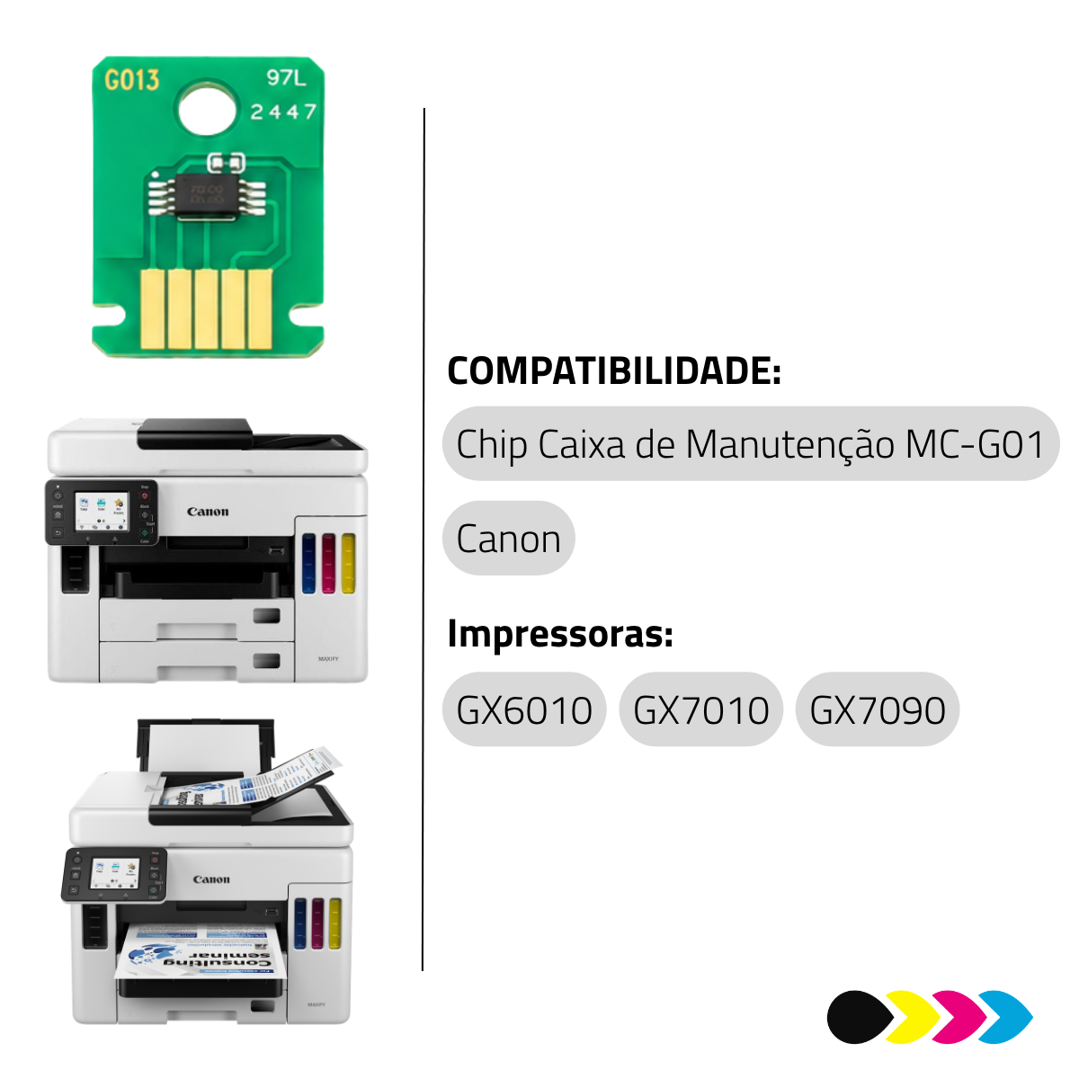 Reseter de Chip MC-G01 Para Caixa de Manutenção Canon MAXIFY GX5010 GX7080