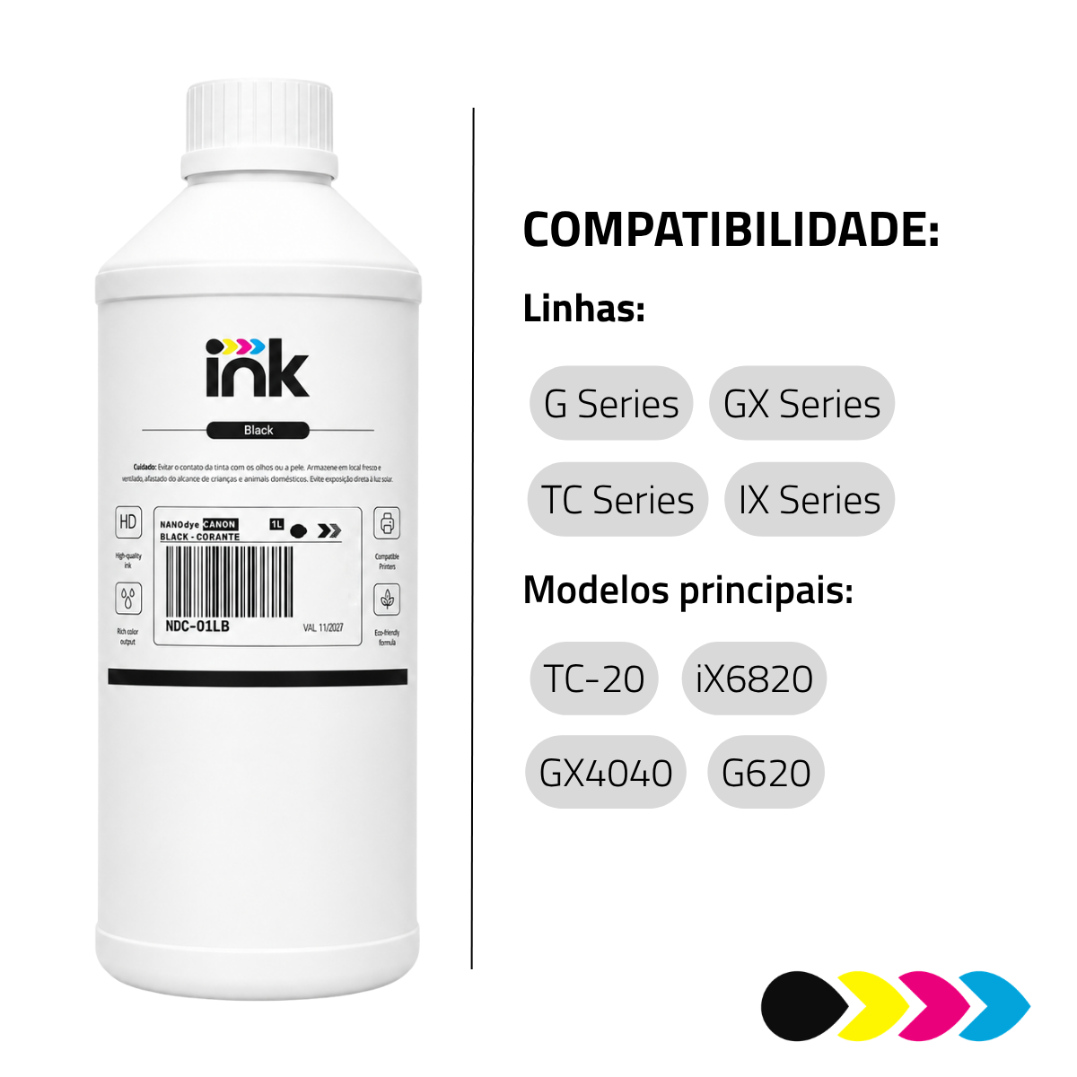 Tinta Corante Ink para Canon — 100ml, 250ml e 1L