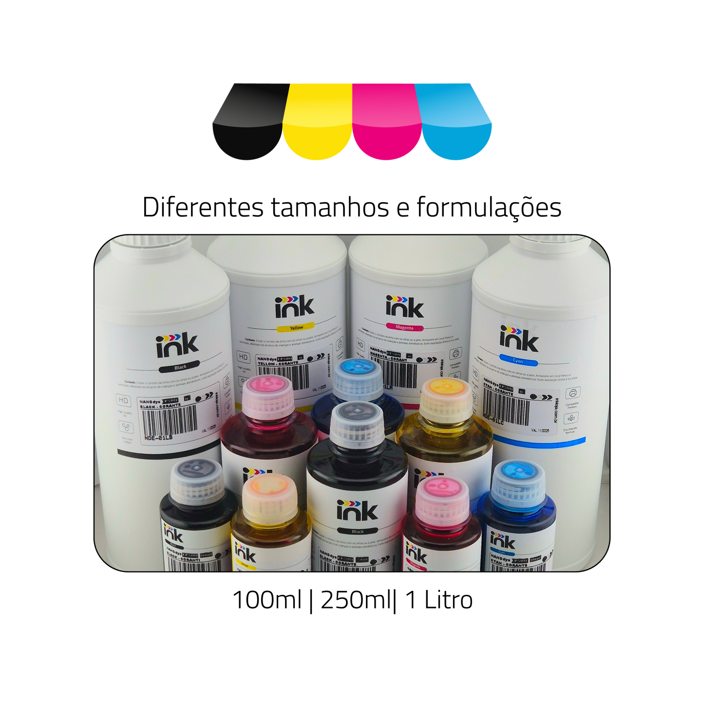 Tinta Corante NanoDye Ink para Epson — 100ml, 250ml e 1L