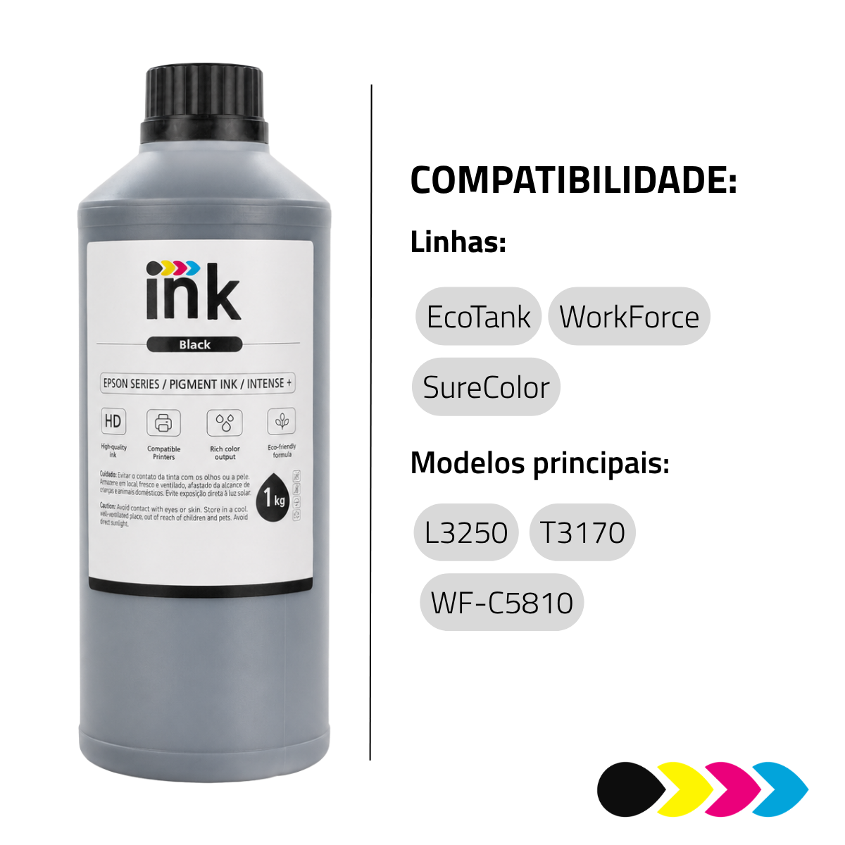Tinta Pigmentada Epson Ink Plus+ — EcoTank, WorkForce e Surecolor