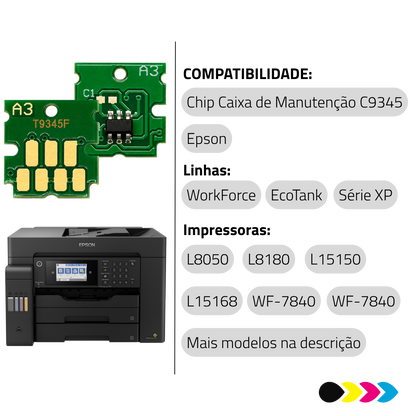Reseter Para Chip de Caixa de Manutenção C9345 – Compatível com Epson L8050 e L15150