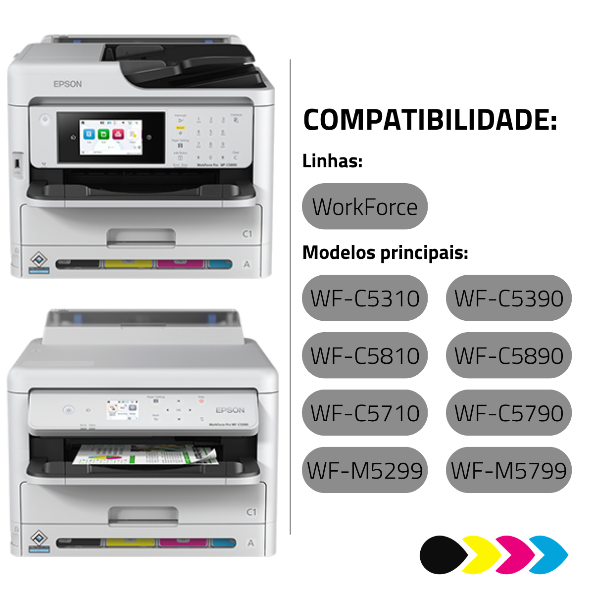 Kit Cartuchão Recarregável Ink Para Epson WorkForce C5310 / C5390 – 4 Cores